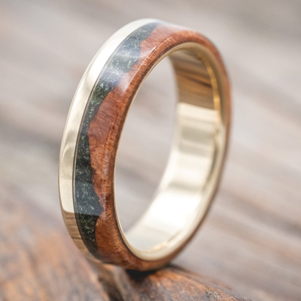 "Ezra" - Redwood & Moss Wedding Ring-Staghead Designs