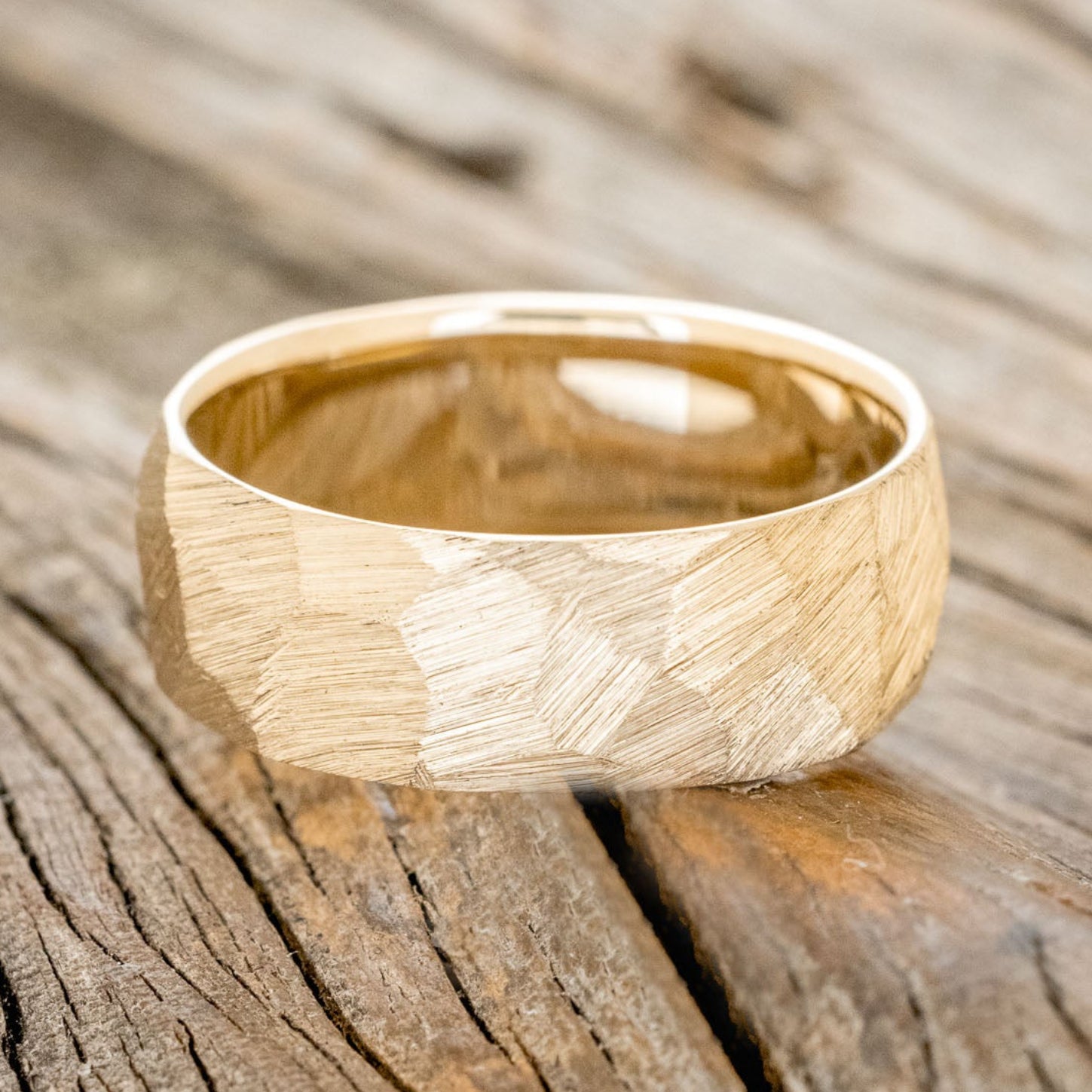 FACETED WEDDING RING WITH TEXTURED FINISH-13