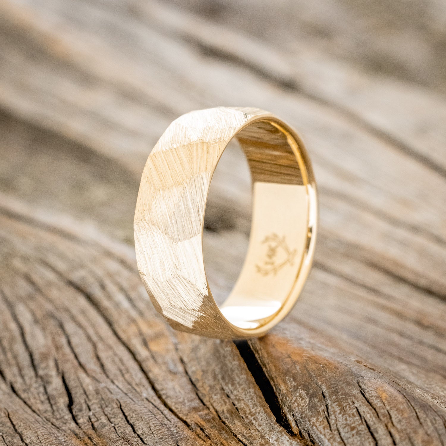 FACETED WEDDING RING WITH TEXTURED FINISH-11