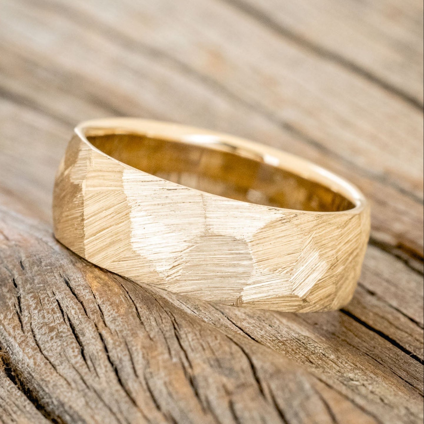 FACETED WEDDING RING WITH TEXTURED FINISH-12