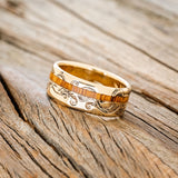 "VERTIGO" - FLORAL ENGRAVED IRONWOOD WEDDING RING-2