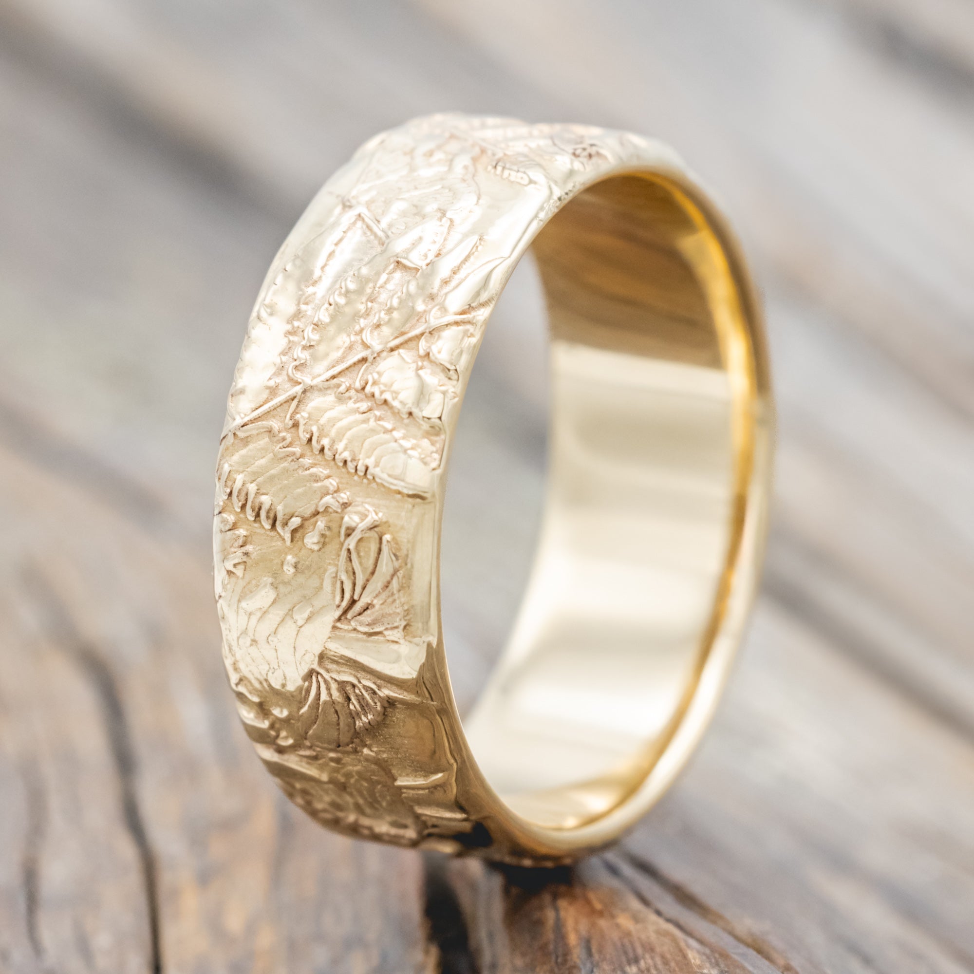"FOREST" - 3D ENGRAVED MUSHROOM-INSPIRED WEDDING BAND-Staghead Designs