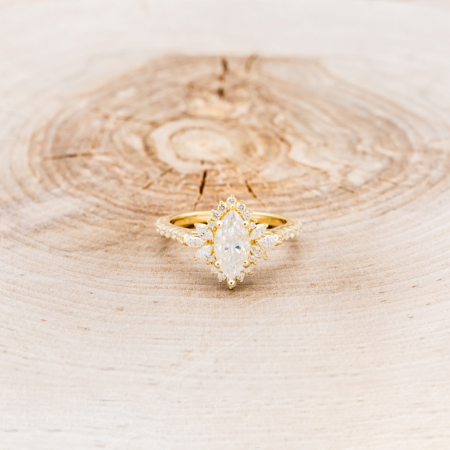 "FRITZI" - MARQUISE CUT MOISSANITE ENGAGEMENT RING WITH DIAMOND ACCENTS-16