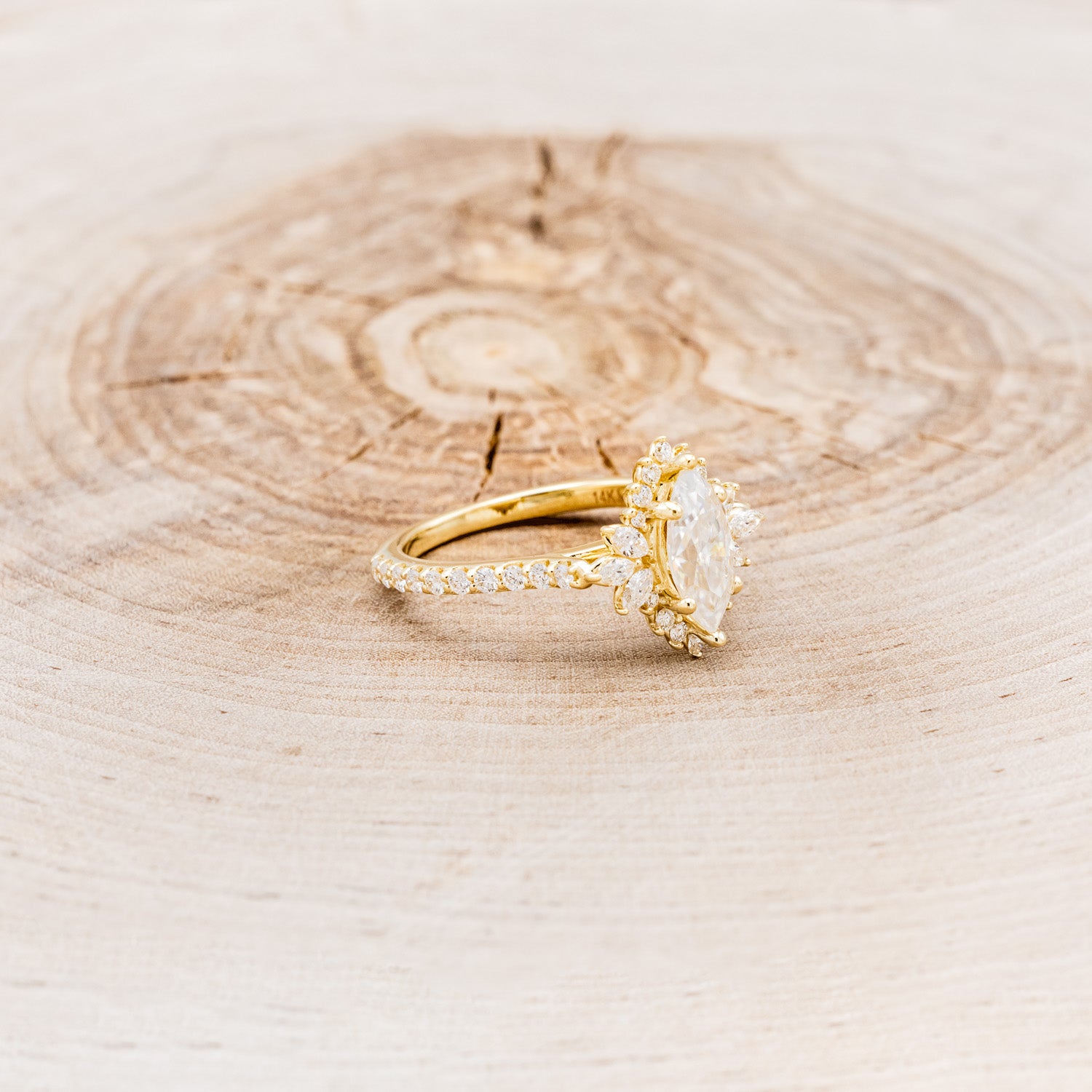 "FRITZI" - MARQUISE CUT MOISSANITE ENGAGEMENT RING WITH DIAMOND ACCENTS-14