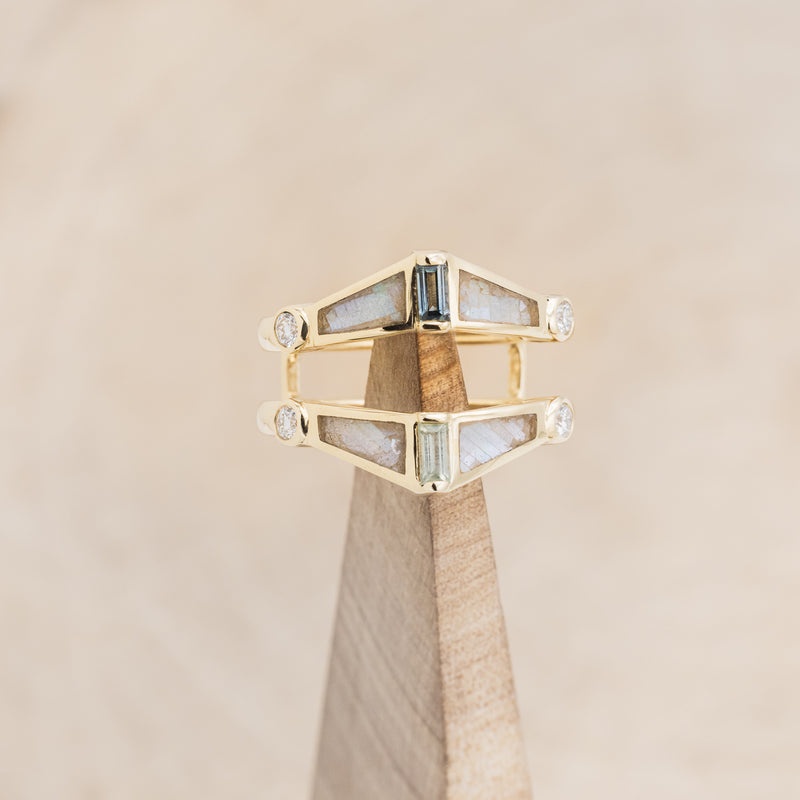 "GEMINI" - MOTHER OF PEARL & MONTANA SAPPHIRE RING GUARD-14