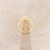 "GEMINI" - ROUND CUT ROSE QUARTZ ENGAGEMENT RING WITH DIAMOND ACCENTS-6