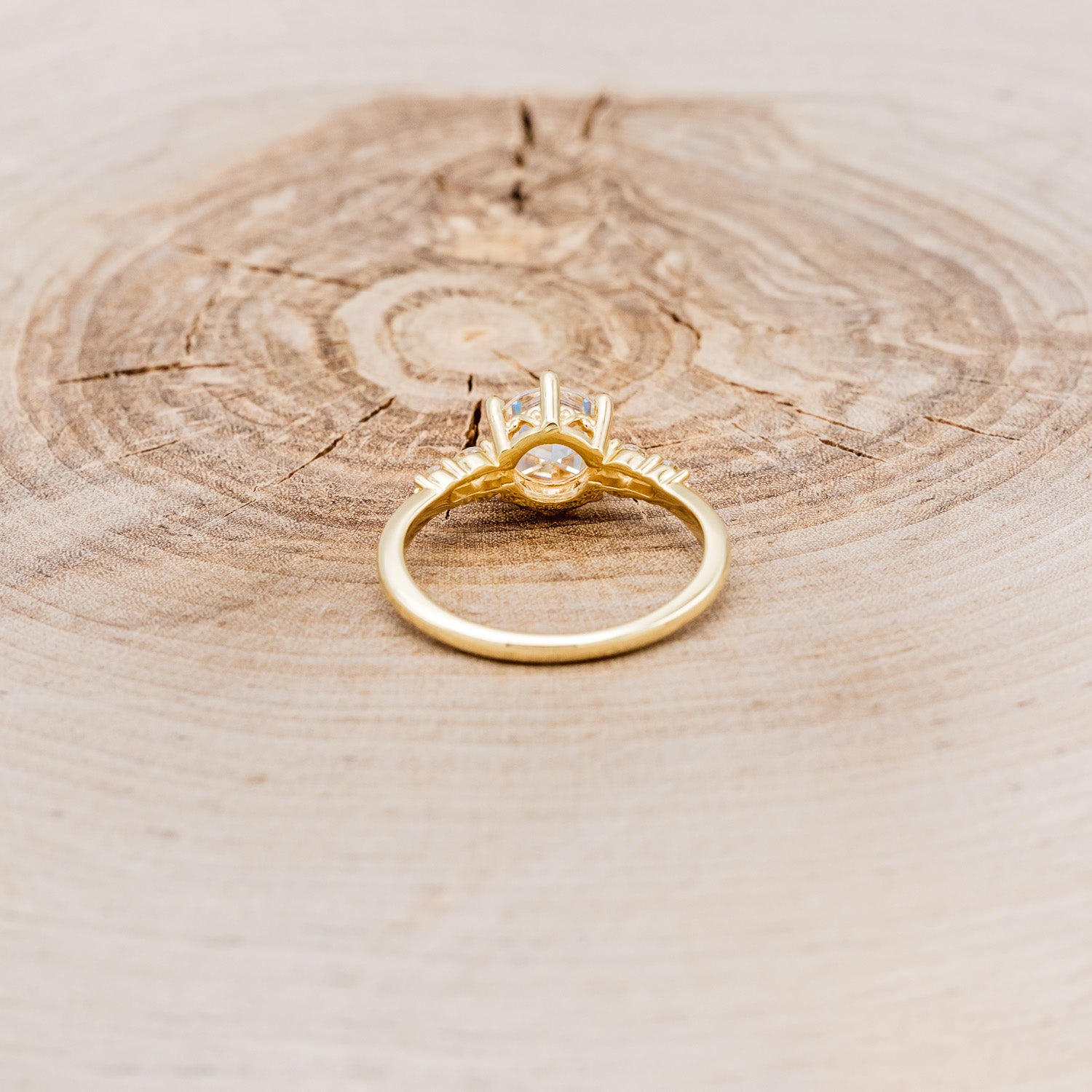 "GEMINI" - ROUND ROSE CUT MOISSANITE ENGAGEMENT RING WITH DIAMOND ACCENTS-18