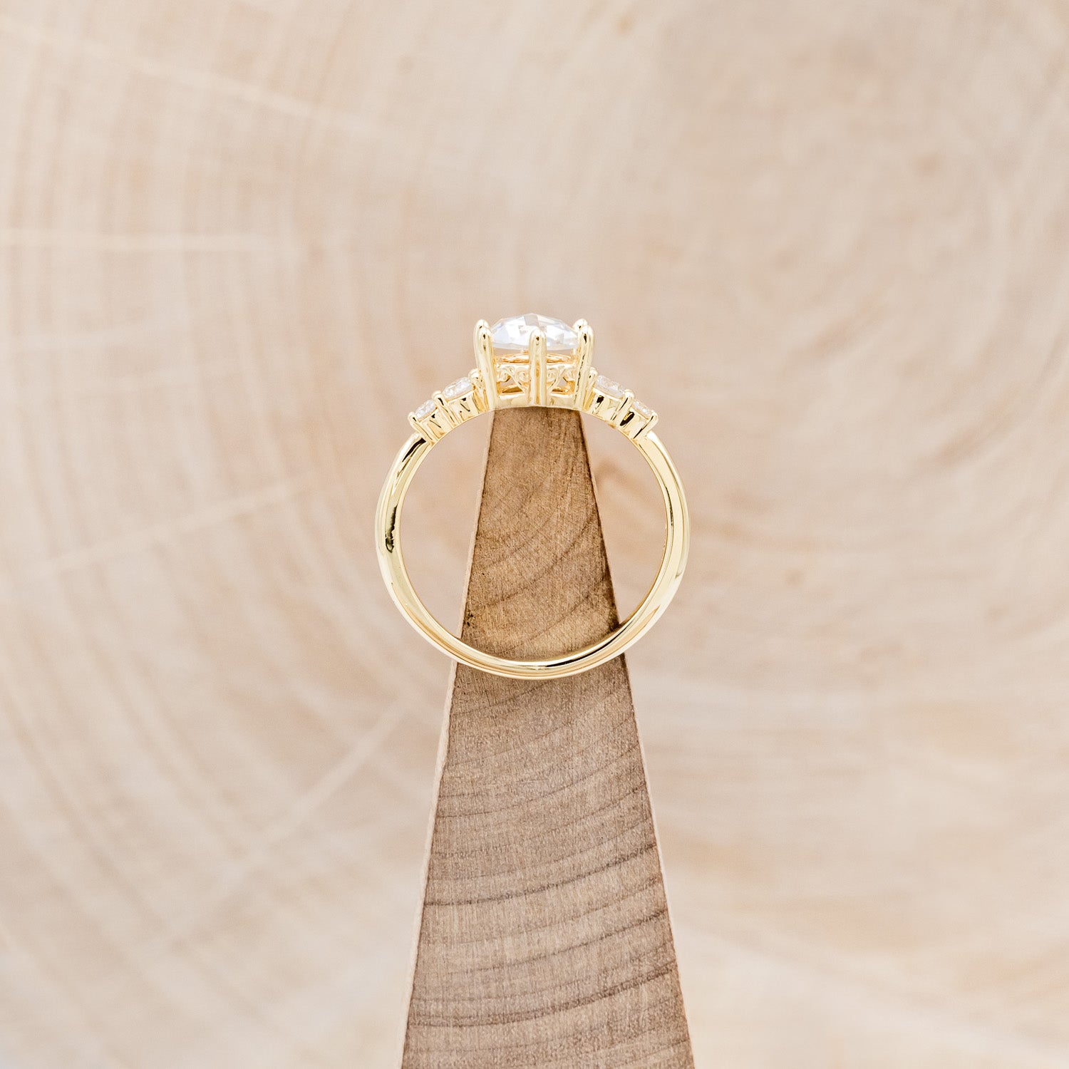 "GEMINI" - ROUND ROSE CUT MOISSANITE ENGAGEMENT RING WITH DIAMOND ACCENTS-19