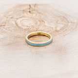 "HARMONY" - TURQUOISE AND FIRE & ICE OPAL SPLIT STACKING BAND WITH A DIAMOND ACCENT-10