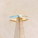 "HARMONY" - TURQUOISE AND FIRE & ICE OPAL SPLIT STACKING BAND WITH A DIAMOND ACCENT-8