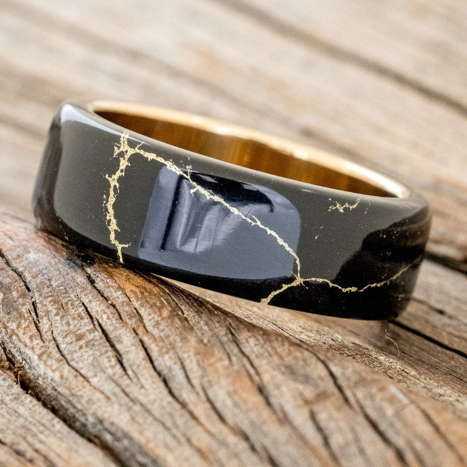 "HAVEN" - BLACK & GOLD MATRIX TRUSTONE WEDDING BAND-11