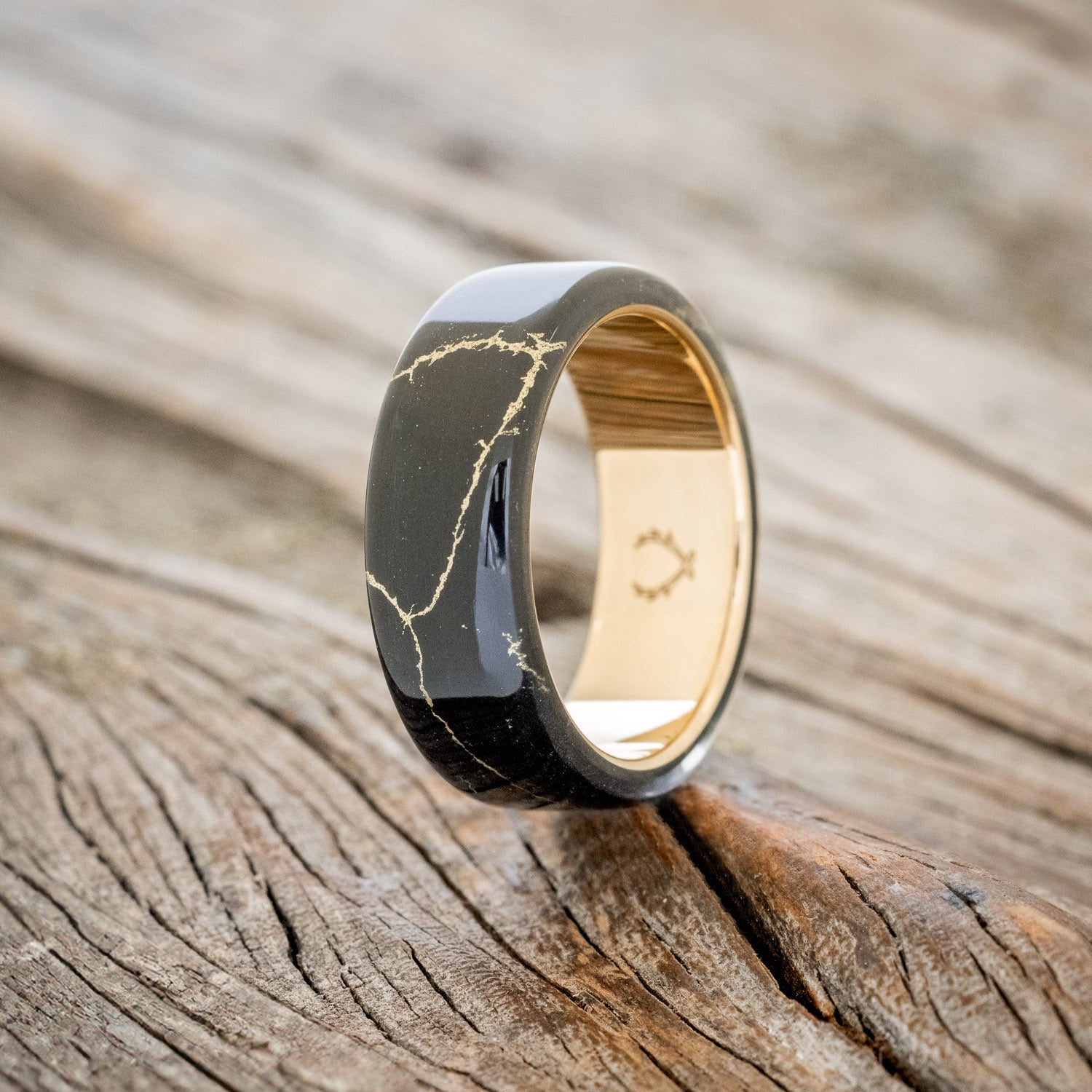 "HAVEN" - BLACK & GOLD MATRIX TRUSTONE WEDDING BAND-10