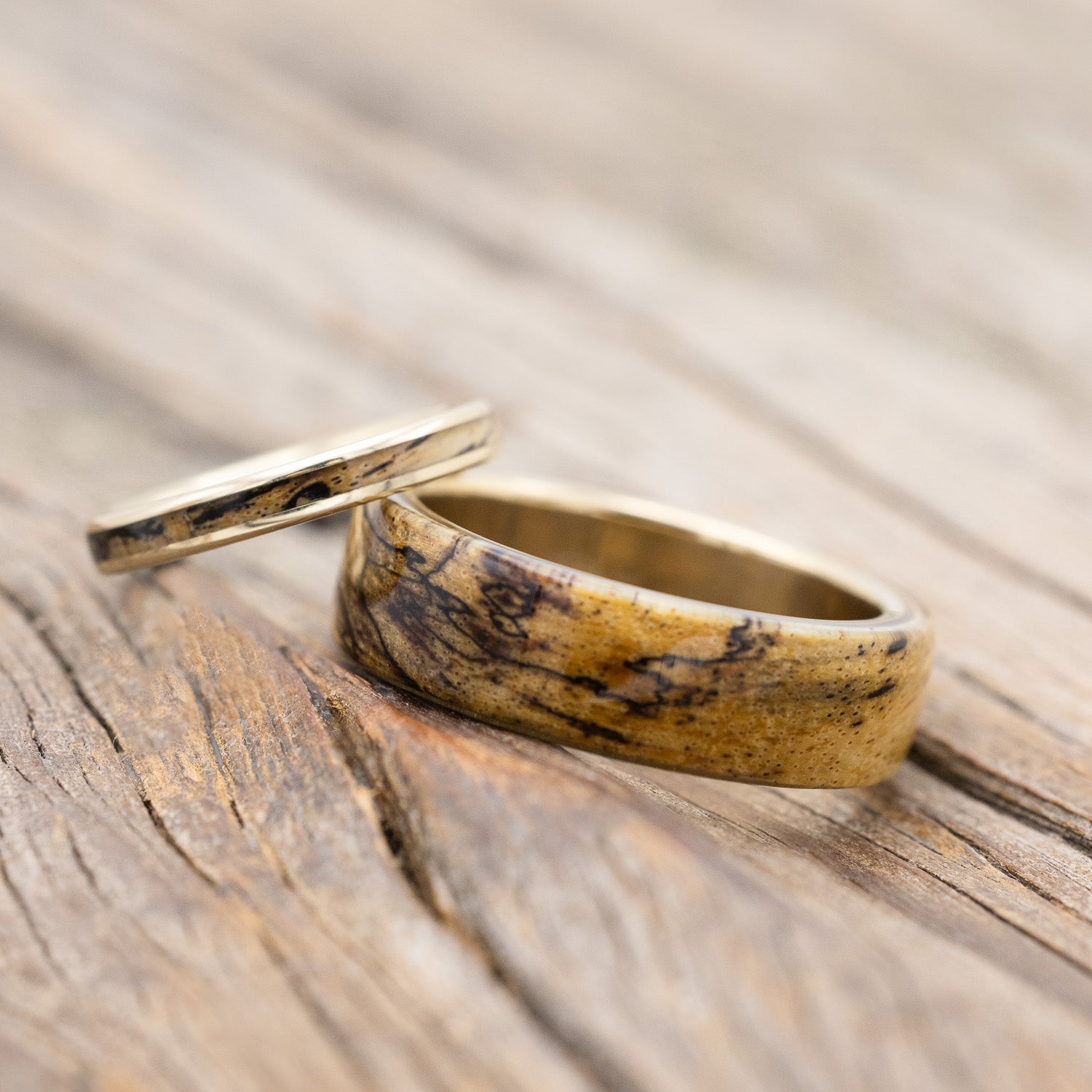 "HAVEN" - MATCHING SPALTED MAPLE WEDDING BANDS-Staghead Designs