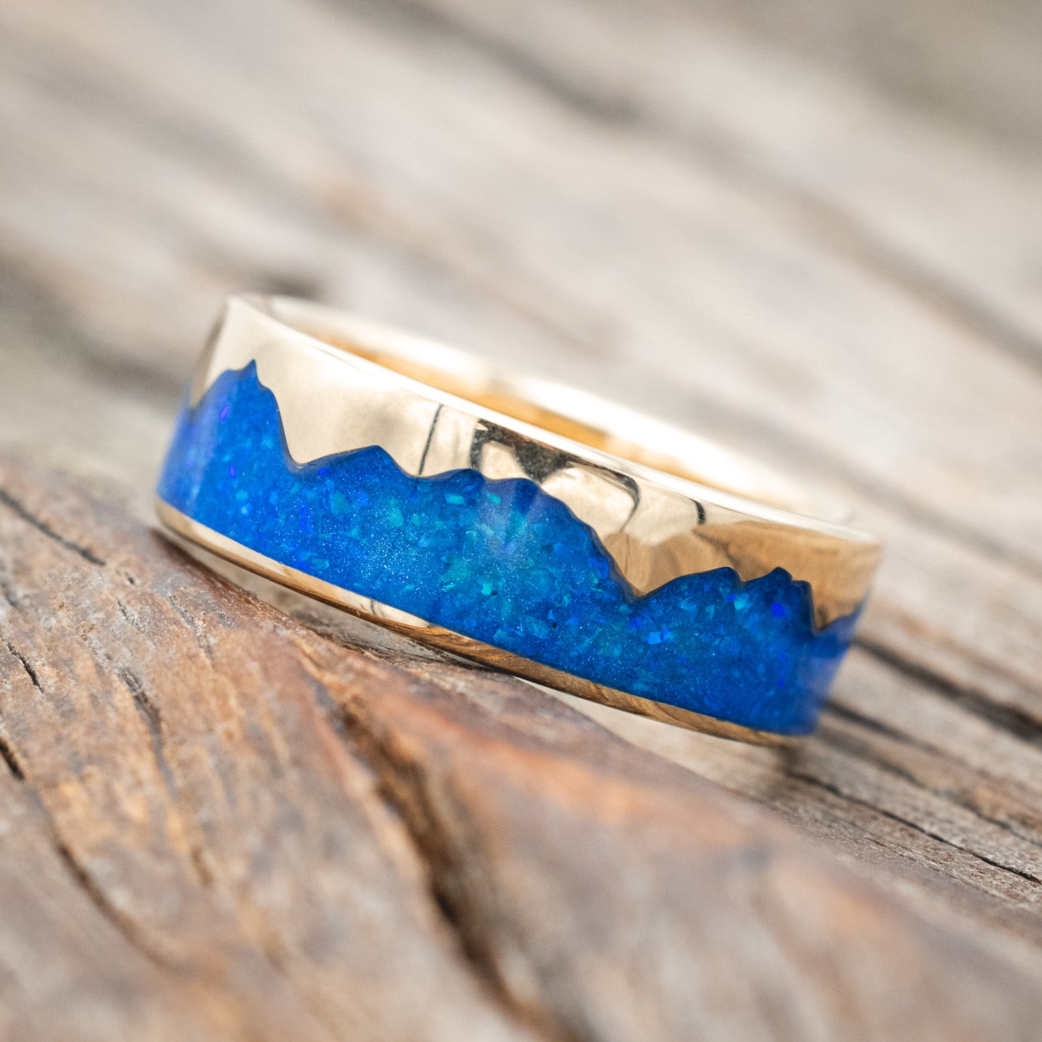 "HELIOS" - BLUE OPAL MOUNTAIN RANGE WEDDING BAND-Staghead Designs