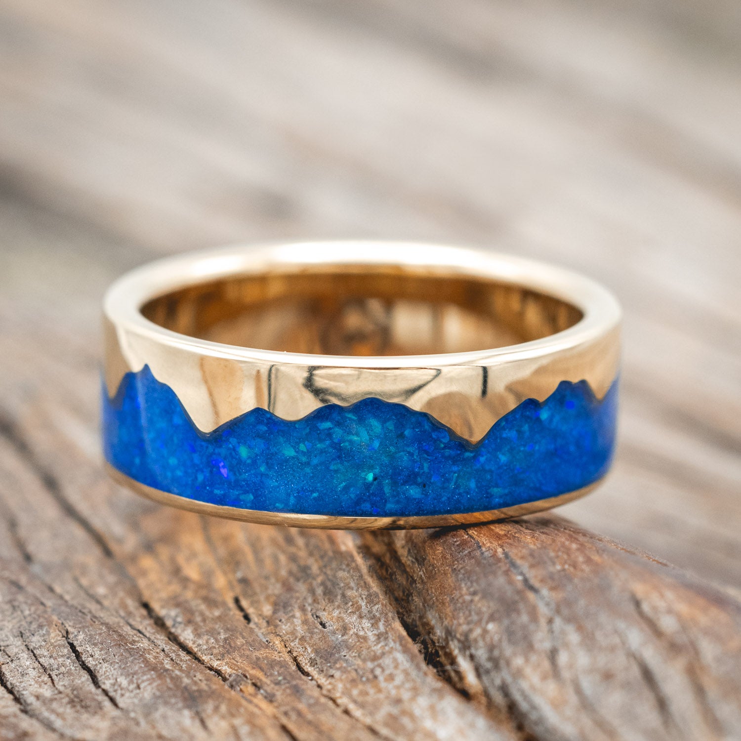 "HELIOS" - BLUE OPAL MOUNTAIN RANGE WEDDING BAND-Staghead Designs