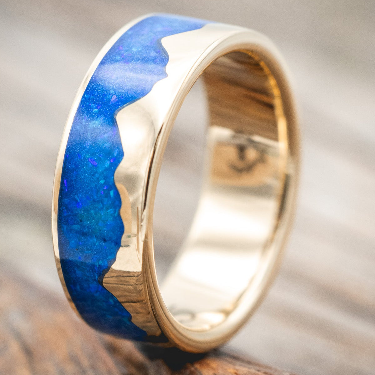 "HELIOS" - BLUE OPAL MOUNTAIN RANGE WEDDING BAND-Staghead Designs