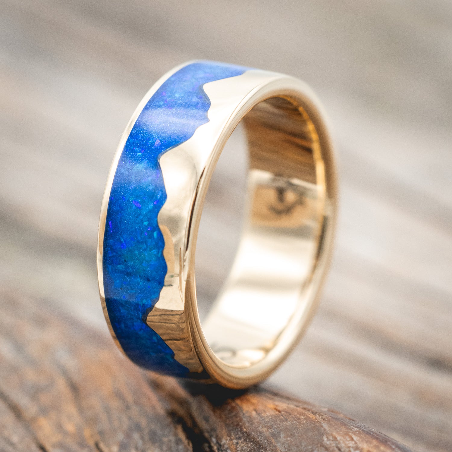 "HELIOS" - BLUE OPAL MOUNTAIN RANGE WEDDING BAND-Staghead Designs