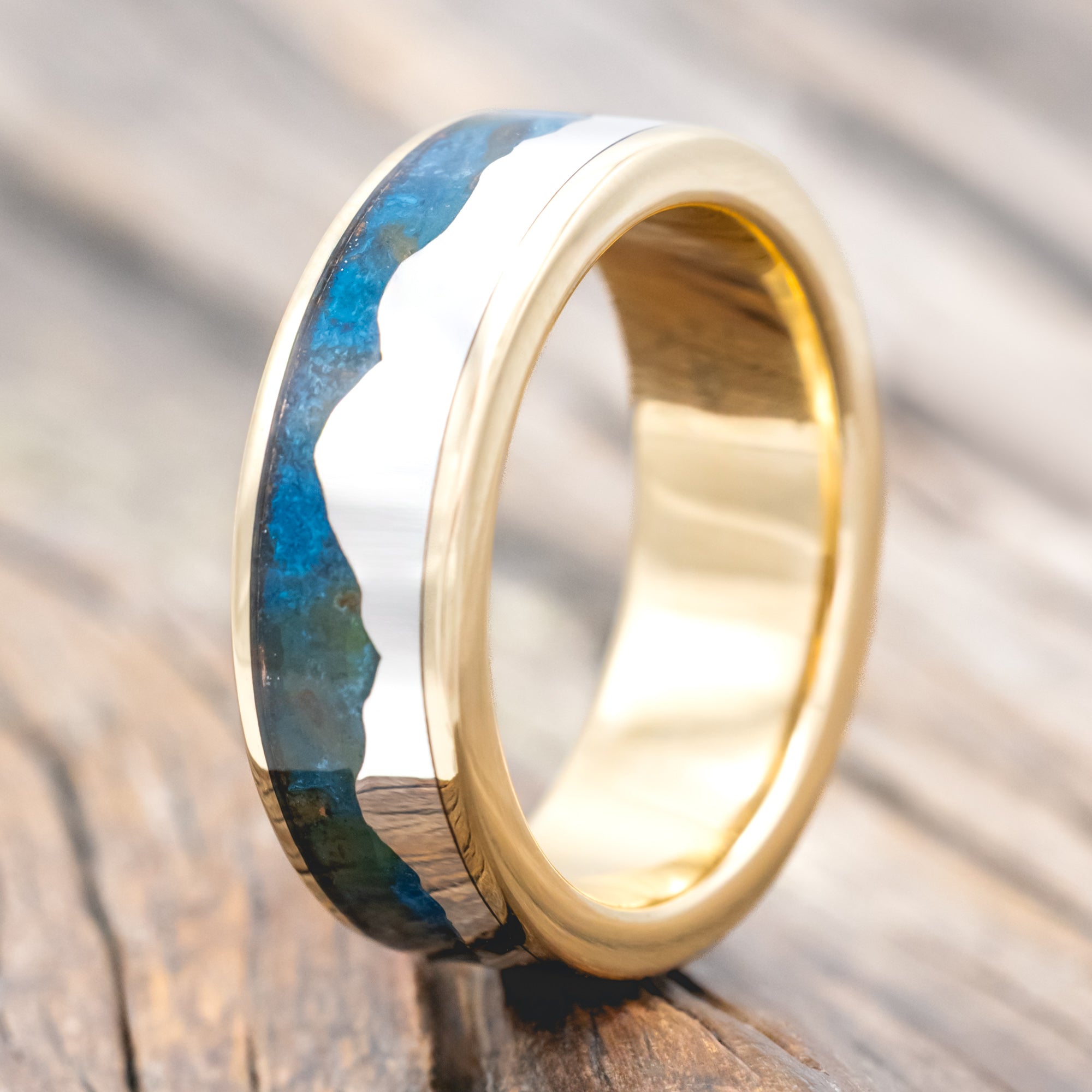 "HELIOS" - PATINA COPPER WEDDING BAND FEATURING THE HIMALAYAS MOUNTAIN RANGE-Staghead Designs