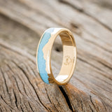 "HELIOS" - MOUNTAIN RANGE WEDDING BAND WITH TURQUOISE-4