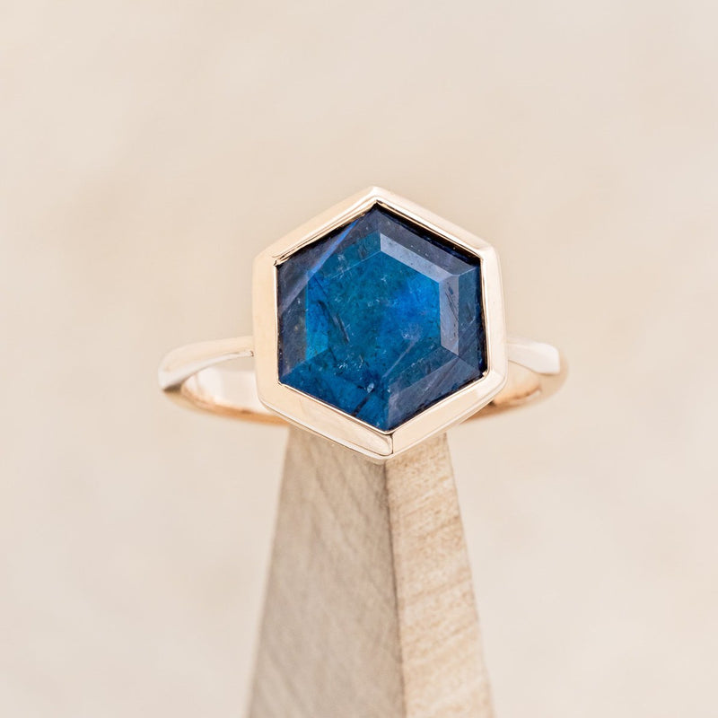 HEXAGON BEZEL SET LABRADORITE ENGAGEMENT RING-1