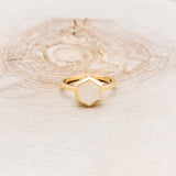 HEXAGON BEZEL SET MOONSTONE ENGAGEMENT RING - 14K YELLOW GOLD - SIZE 7-3