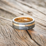 HAMMERED BLACK ZIRCONIUM & 14K GOLD INLAY WEDDING RING FEATURING A 14K GOLD BAND-6