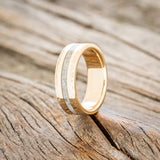 "HOLLIS" - MOONSTONE & 14K GOLD INLAYS WEDDING RING-4