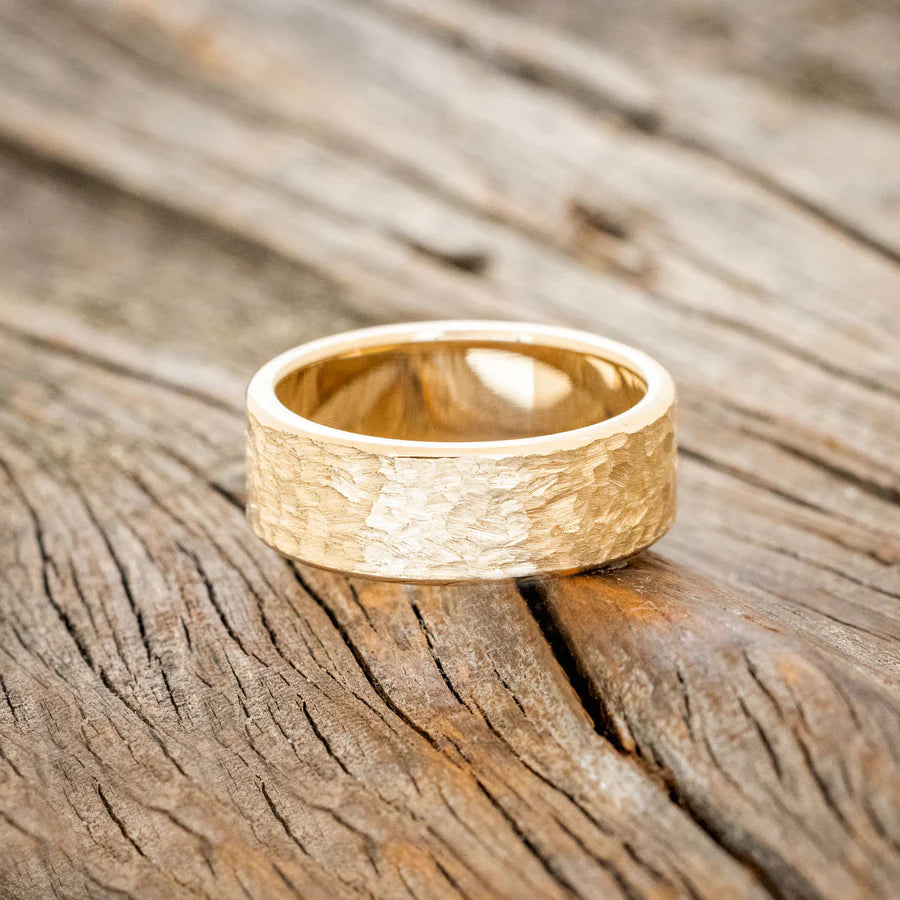SOLID METAL WEDDING BAND WITH A HAMMERED FINISH - 14K YELLOW GOLD (6MM) - SIZE 12 1/4-Staghead Designs