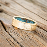 HAMMERED WEDDING BAND WITH PATINA COPPER LINING-20