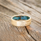 HAMMERED WEDDING BAND WITH PATINA COPPER LINING-21