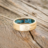 HAMMERED WEDDING BAND WITH PATINA COPPER LINING-24