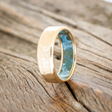 HAMMERED WEDDING BAND WITH PATINA COPPER LINING-22