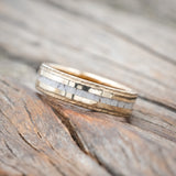 "HOLLIS" - ANTLER & 14K YELLOW GOLD INLAYS WEDDING RING WITH A HAMMERED FINISH-Staghead Designs