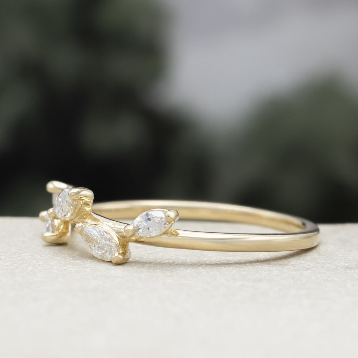 "Idhal" - Marquise Cut Diamond Ring With 14K Gold-Staghead Designs