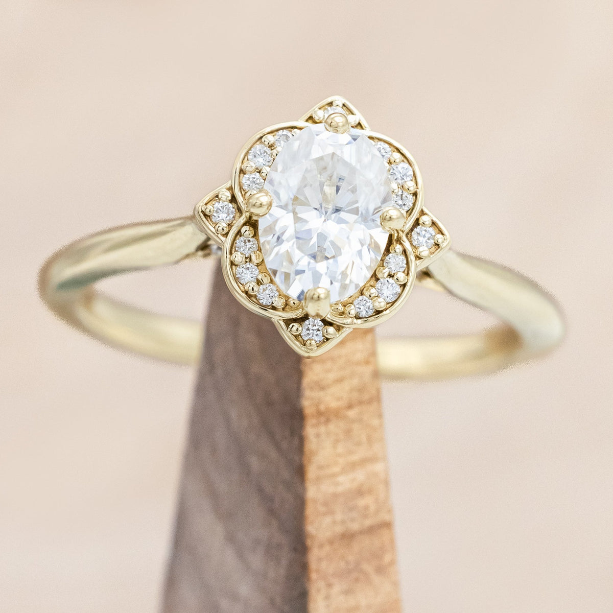 "JANE" - OVAL CUT ENGAGEMENT RING WITH DIAMONDS ACCENTS-Staghead Designs