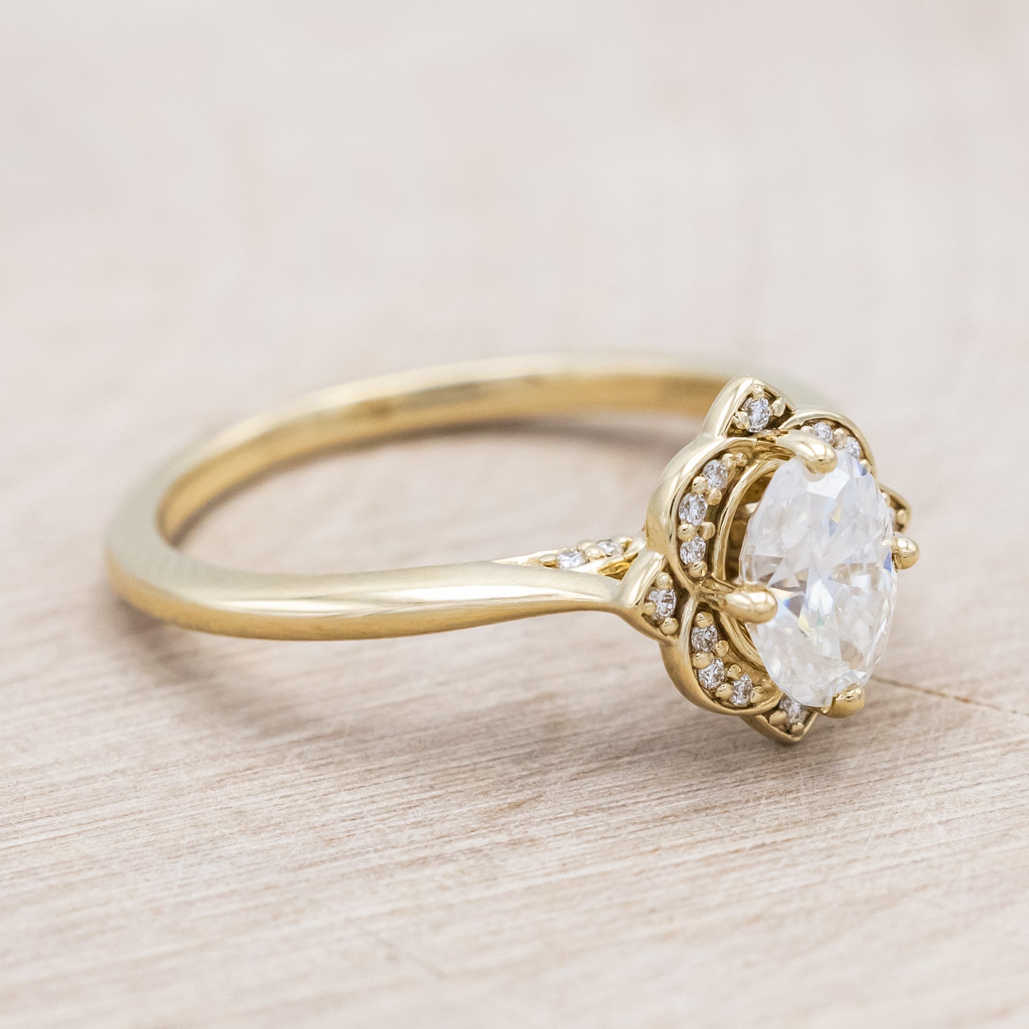 "JANE" - OVAL CUT ENGAGEMENT RING WITH DIAMONDS ACCENTS-Staghead Designs