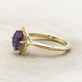 "JANE" - OVAL LAB-GROWN ALEXANDRITE ENGAGEMENT RING WITH DIAMONDS ACCENTS