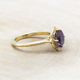 "JANE" - OVAL LAB-GROWN ALEXANDRITE ENGAGEMENT RING WITH DIAMONDS ACCENTS