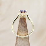 "JANE" - OVAL LAB-GROWN ALEXANDRITE ENGAGEMENT RING WITH DIAMONDS ACCENTS