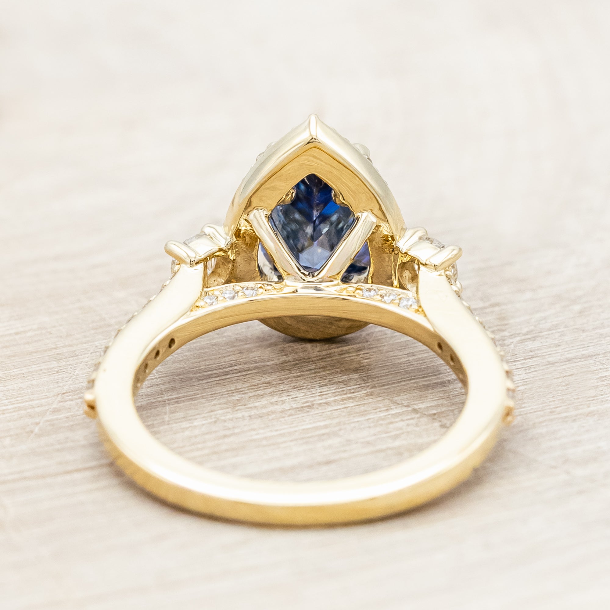 "KB" - PEAR CUT ENGAGEMENT RING WITH DIAMOND HALO & ACCENTS-Staghead Designs