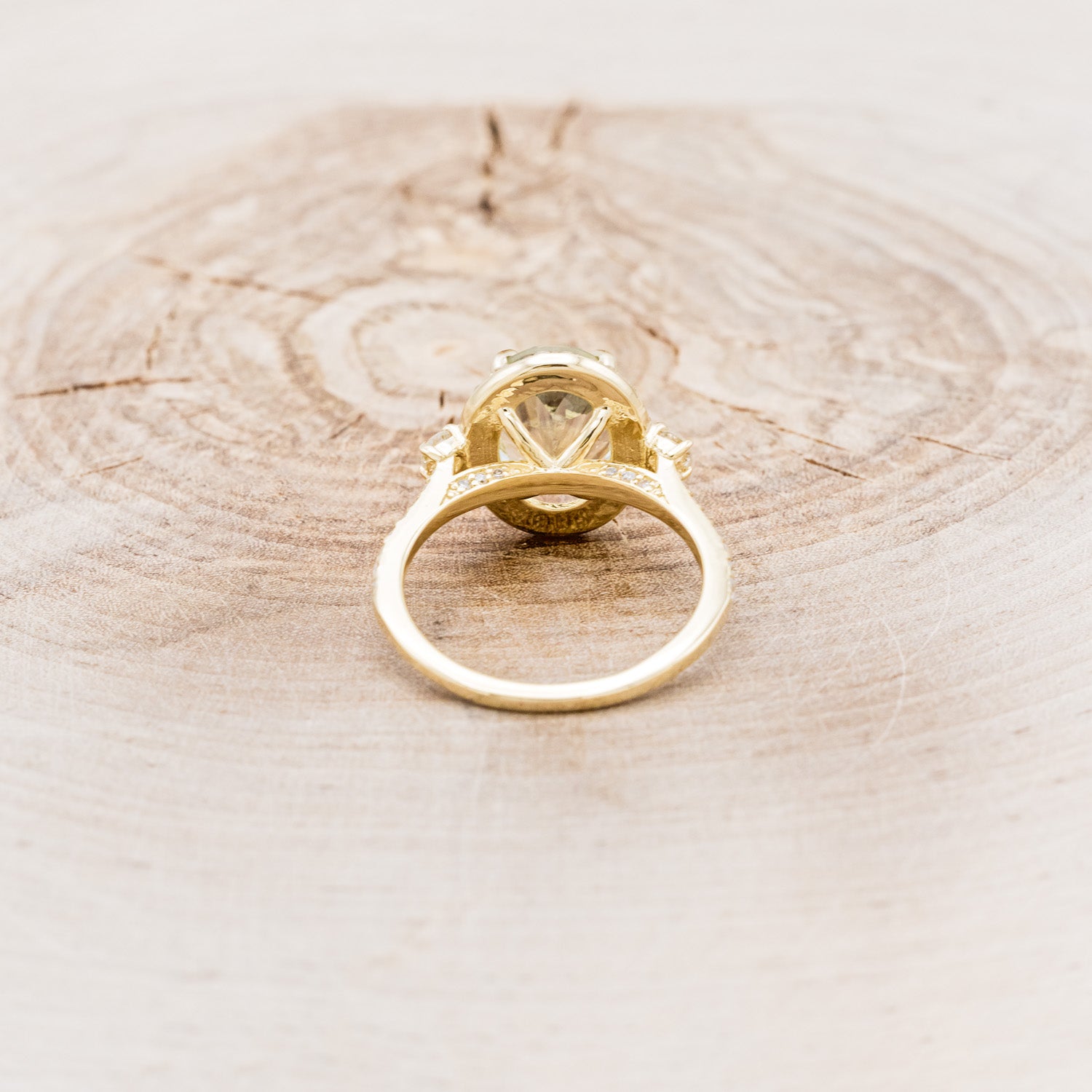 "KB" - OVAL PRASIOLITE GREEN QUARTZ ENGAGEMENT RING WITH DIAMOND HALO & ACCENTS-5