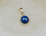 BEZEL SET ROUND PENDANT WITH YOUR CHOICE OF MOSS AGATE, MOONSTONE, LAPIS LAZULI, OR TURQUOISE-15