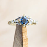 "LAYLA" - PRINCESS CUT ICY BLUE MOISSANITE ENGAGEMENT RING SET WITH DIAMOND ACCENTS & TRACER