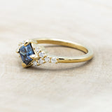 "LAYLA" - PRINCESS CUT ICY BLUE MOISSANITE ENGAGEMENT RING SET WITH DIAMOND ACCENTS & TRACER