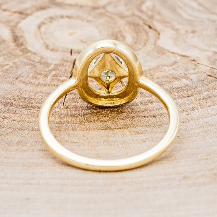 "LEVINA" - ROUND CUT MONTANA SAPPHIRE ENGAGEMENT RING WITH DIAMOND HALO-5