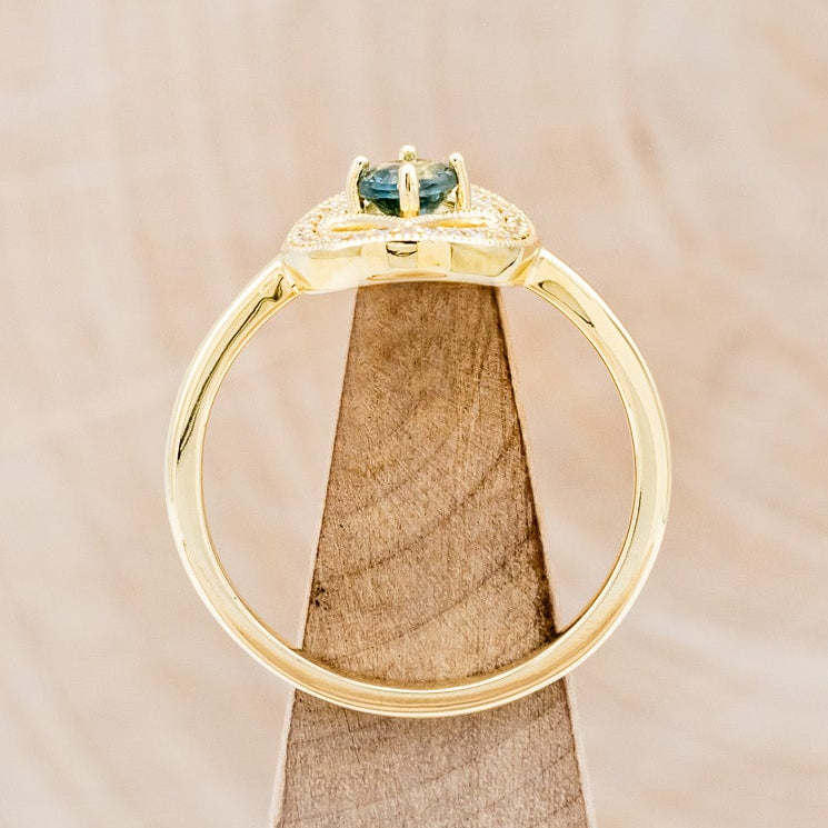 "LEVINA" - ROUND CUT MONTANA SAPPHIRE ENGAGEMENT RING WITH DIAMOND HALO-6