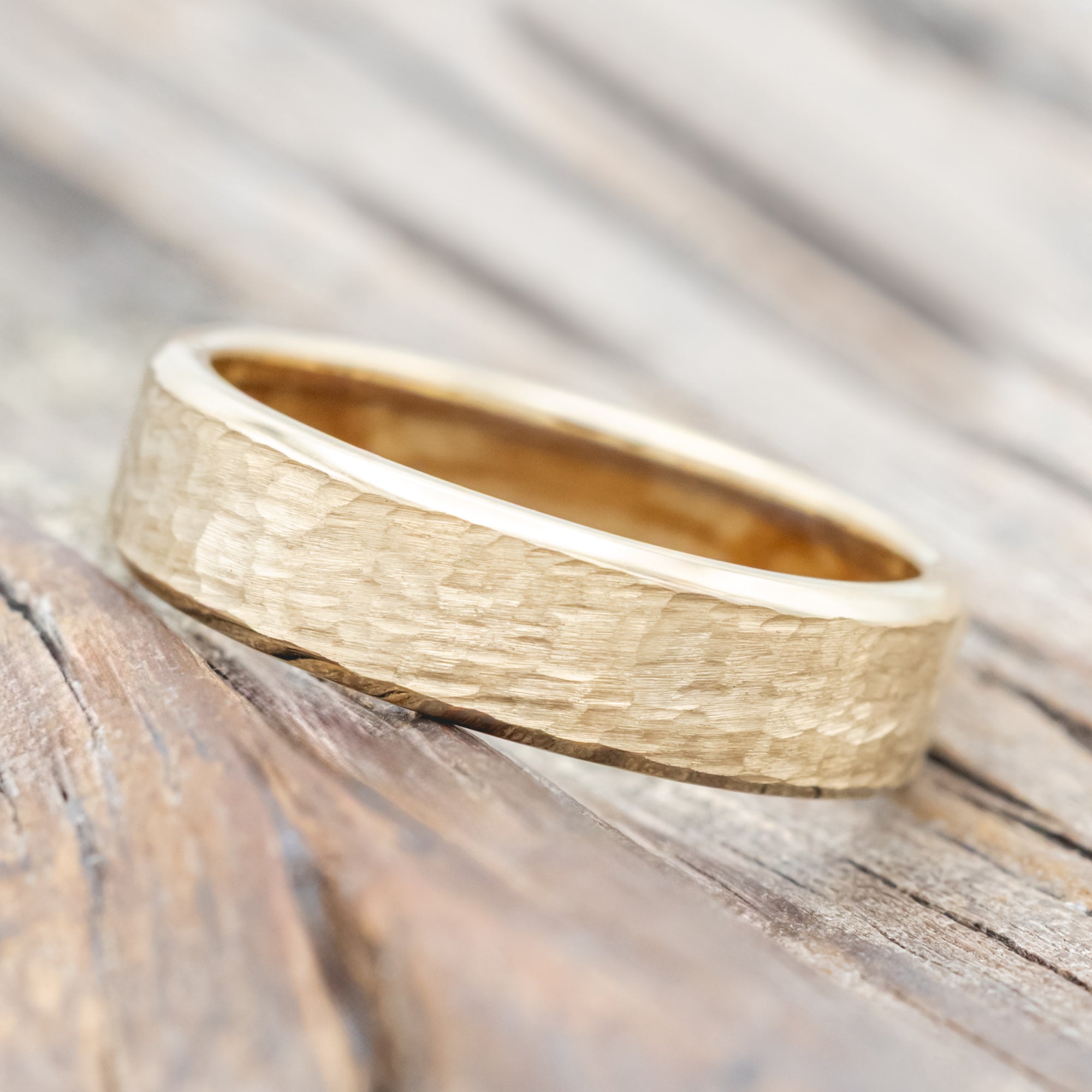 "Hyperion" - Whiskey Barrel Lined Wedding Band With Custom Finish-Staghead Designs