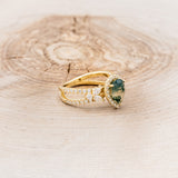 "LORETTA" - PEAR-SHAPED MOSS AGATE ENGAGEMENT RING WITH DIAMOND HALO & ACCENTS-8