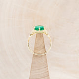 "LUCY IN THE SKY" - HEXAGON LAB GROWN EMERALD ENGAGEMENT RING WITH DIAMOND HALO & MOSS INLAYS-6