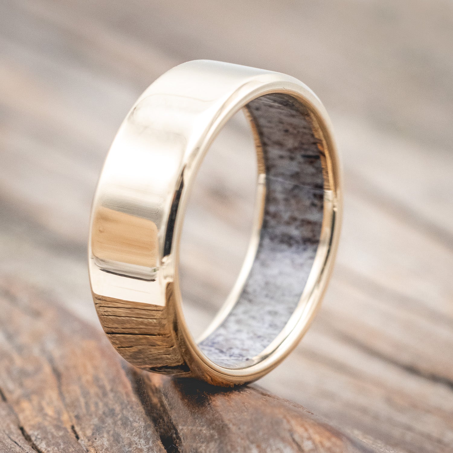 MATCHING SET OF ANTLER LINED WEDDING BANDS-Staghead Designs